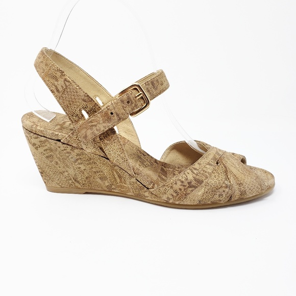 Stuart Weitzman Shoes - Stuart Weitzman Spain Metallic Wedge Sandals